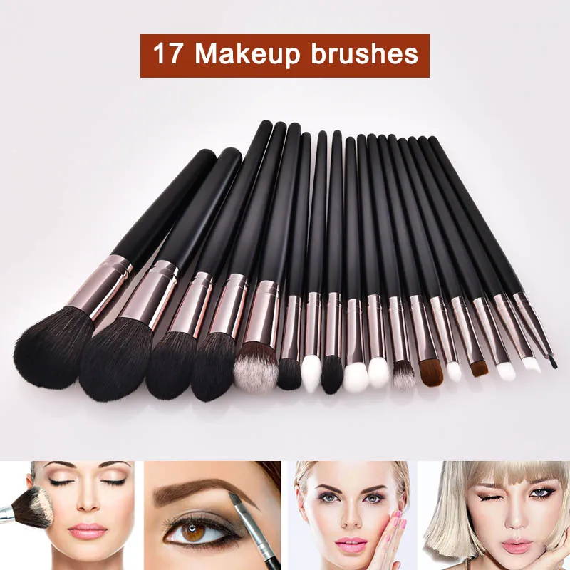 

17pcs Makeup Brushes Set Highlights Eye Shadow Eyebrow Powder Cosmetic Tools Kit brochas maquillaje