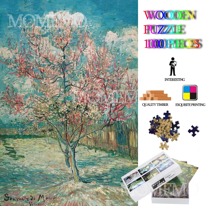 

Pink Peach Tree In Blossom Wooden Jigsaw Puzzles World Famous Painting Puzzle for Adults DIY High Definition Puzzles Games Toys