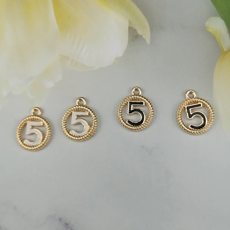 

10pcs Round Shaped Number 5 Enamel Charms Pendant For Jewelry Making Crafting Earring Pendant Necklace Bracelet Flinding 16*20mm