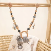 baby toy wooden pram clip baby mobile pram baby bed hanging rattles toy rattle baby wooden teether necklace teething beads