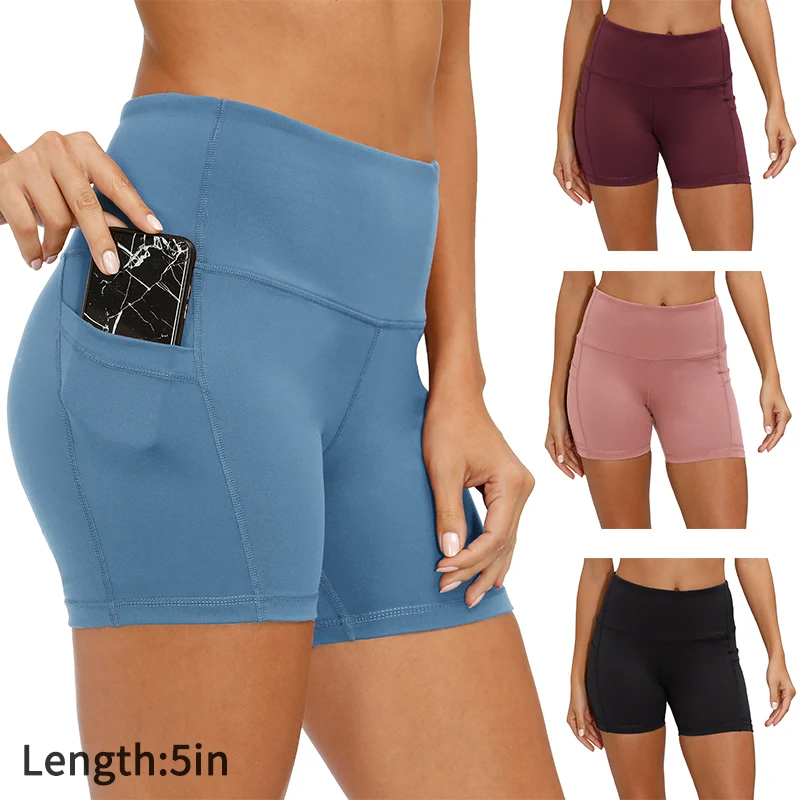 

Women Workout Shorts Biker Shorts for Running Yoga High Waisted with Side Pockets Women Sport Shorts Yoga Ladies Shorts