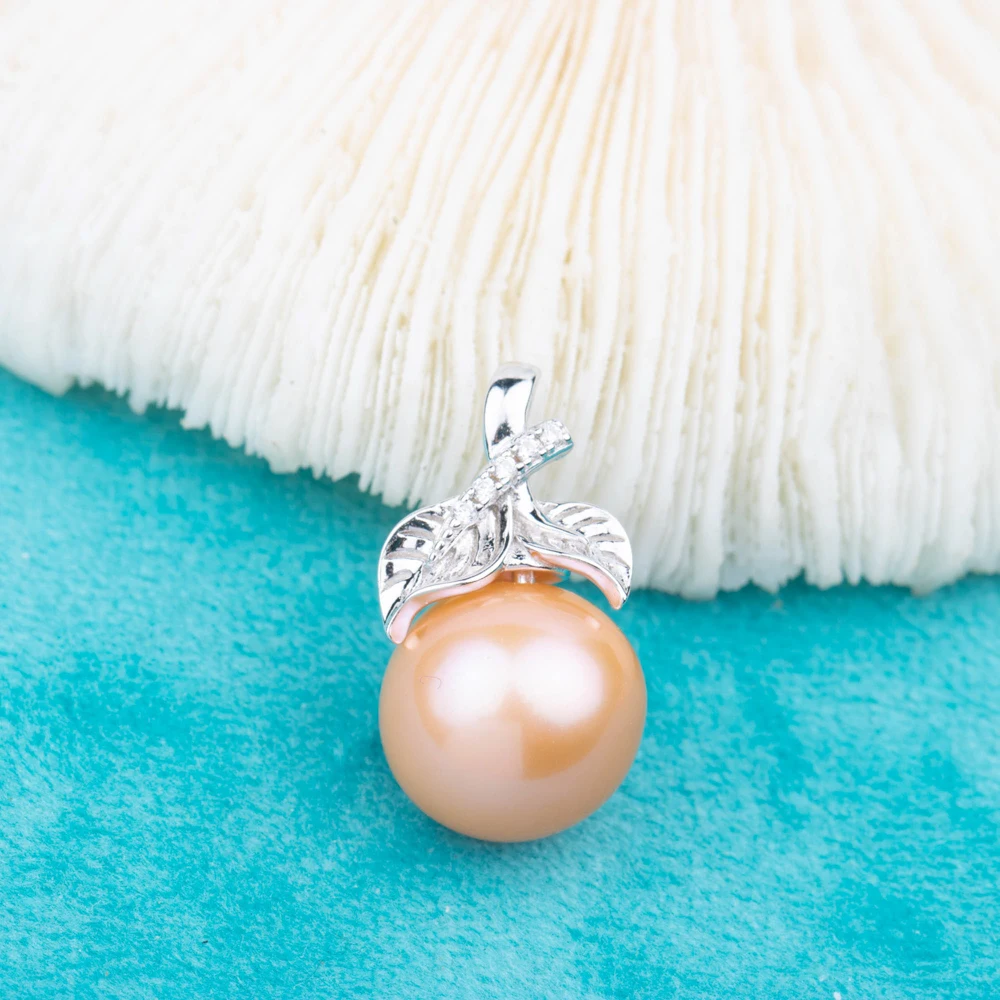 

Pe030935 Vermeerjewelry реальные 925 пробы серебряная подвеска для детей в возрасте от 9-11 мм круглыми бусинами и жемчугом или камнем лист Форма без цепи