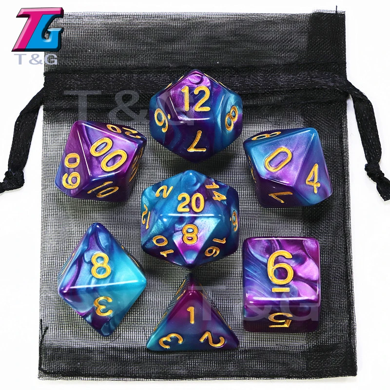 7 шт./компл. 9 цветов на выбор Gemini креативные игральные кости Семейные игры DND