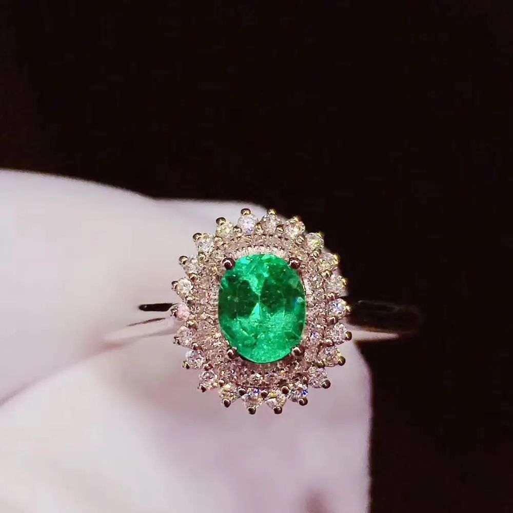 Кольцо из серебра 925 пробы с изумрудами|Кольца| |