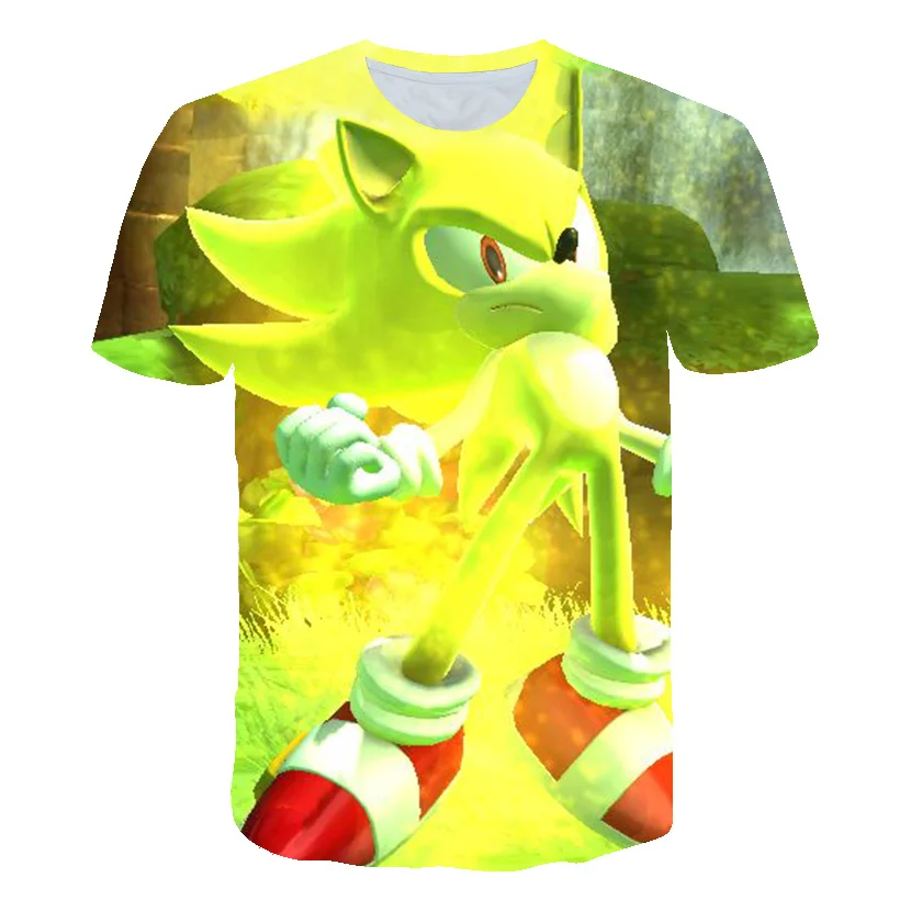 

Summer Boys Girls Short Sleeve O-Neck Funny Impostor 4-16T Rears Old Children's Top [T-Shirt] Sonic 3D Cartoon Football Shirt