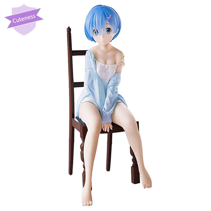 

Original Banpresto Anime Figure Re：Zero Starting Life In Another World Rem Sitting Posture Pajamas Ver. PVC Colletible Model Toy