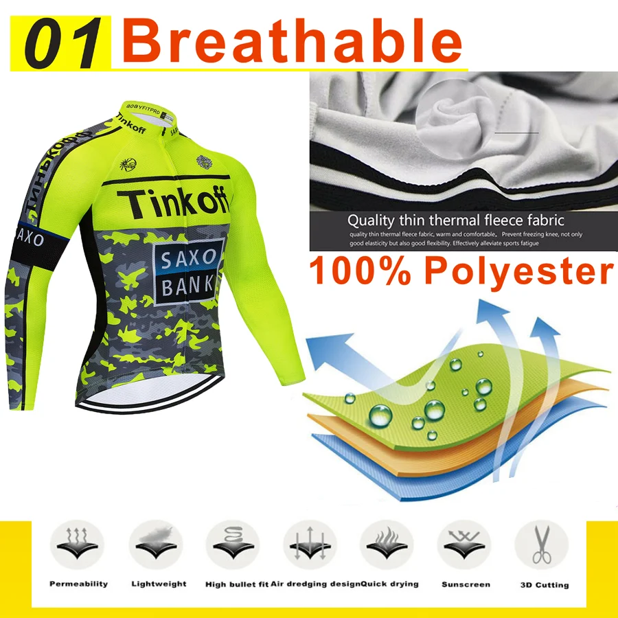 Tinkoff Pro Зимняя Теплая Флисовая велосипедная футболка Ropa Ciclismo Mtb с длинным рукавом мужская велосипедная Одежда Майо теплое пальто
