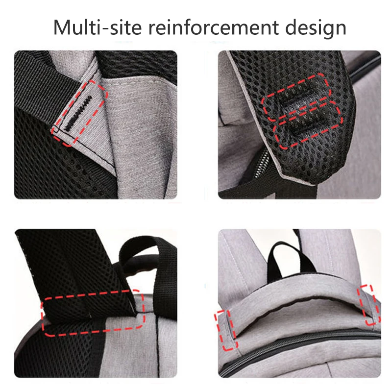 Вместительный мужской рюкзак для ноутбука Оксфордские серые однотонные