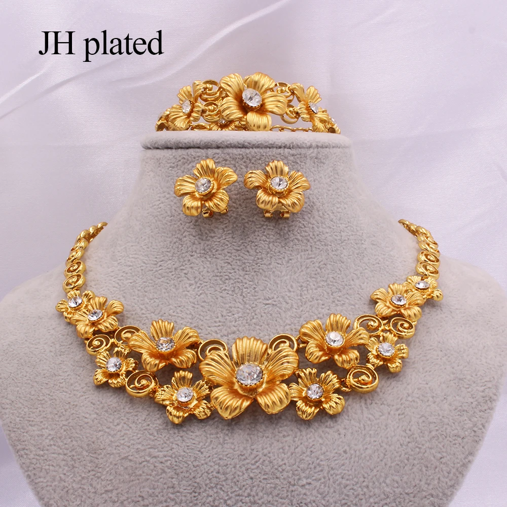 Изысканные Ювелирные наборы из Дубая для женщин вечерние ожерелье серьги