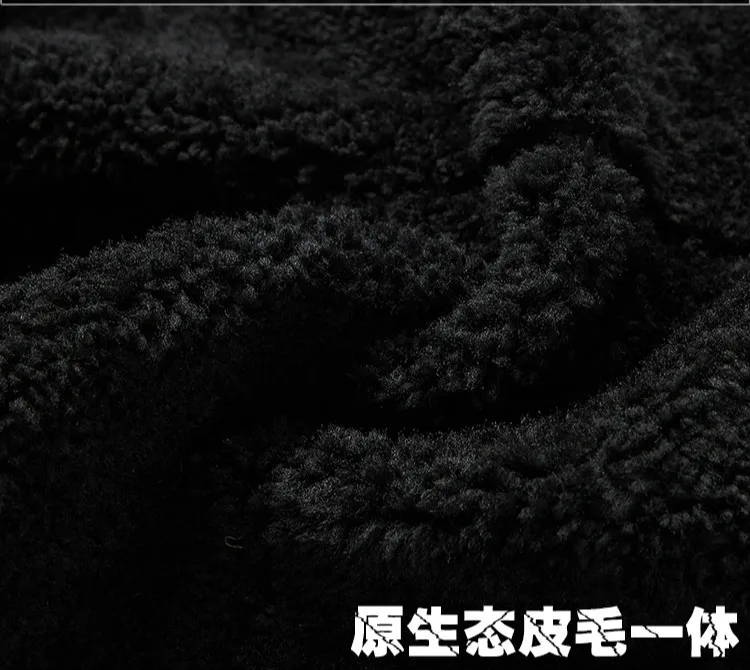 

Real Leather Genuine Men Winter Vintage Sheepskin Coat Shearling Jacket Natural Wool Fur Coats 8121-1 KJ3299