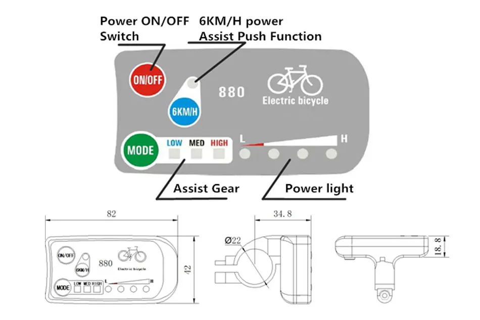 36 в 48 в электрический велосипед KT светодиодный 880 ebike панель управления дисплей Запчасти для электровелосипеда контроллер KT