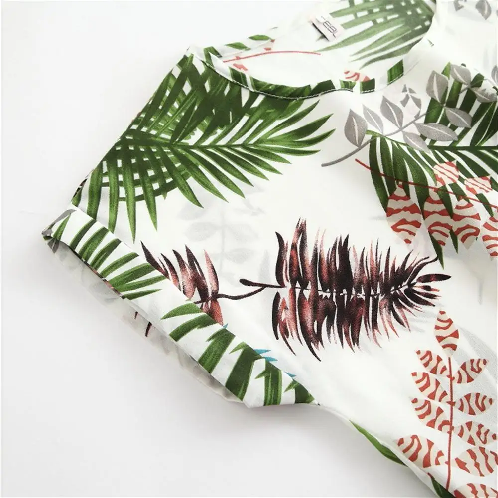 2021 летняя футболка для девочек топ в богемном стиле Цветочный принт с летучей