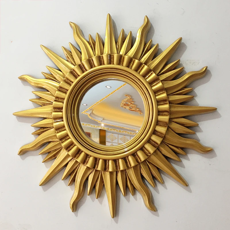 

Modern Resin Sun Decorative Mirror Wall Decoration Crafts Wall Hanging Livingroom Background Porch Wall Sticker Mural Ornaments