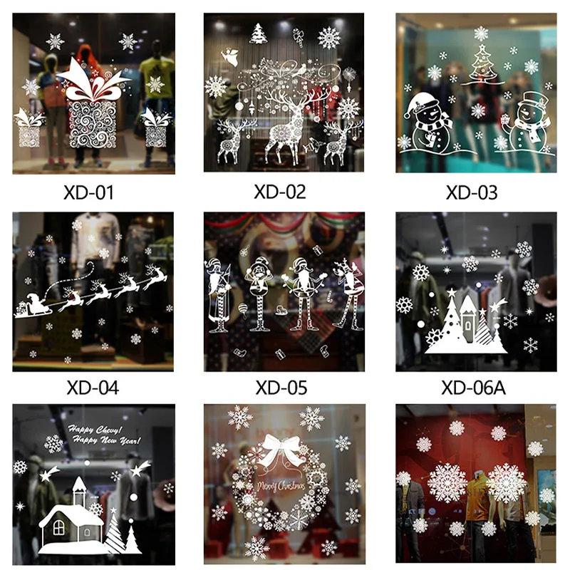 2021 Merry Christmas Wall Stickers Window Glass Decorations For Home Decorative Decal Ornaments Xmas New Year | Дом и сад