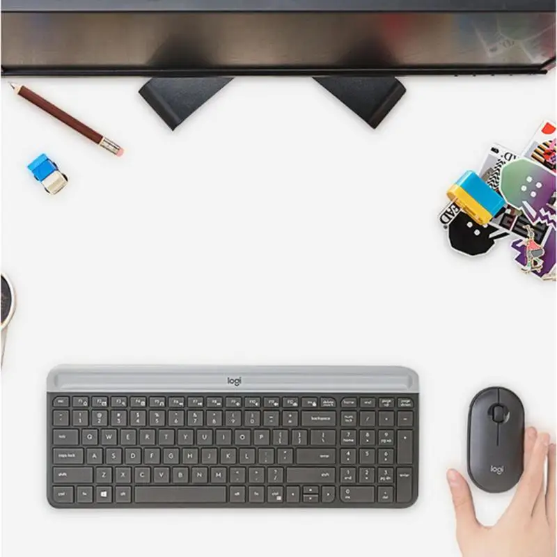 Logitech оригинальный MK470 тонкая 2 4G ультратонкая Бесшумная оптическая мышь 1000DPI для