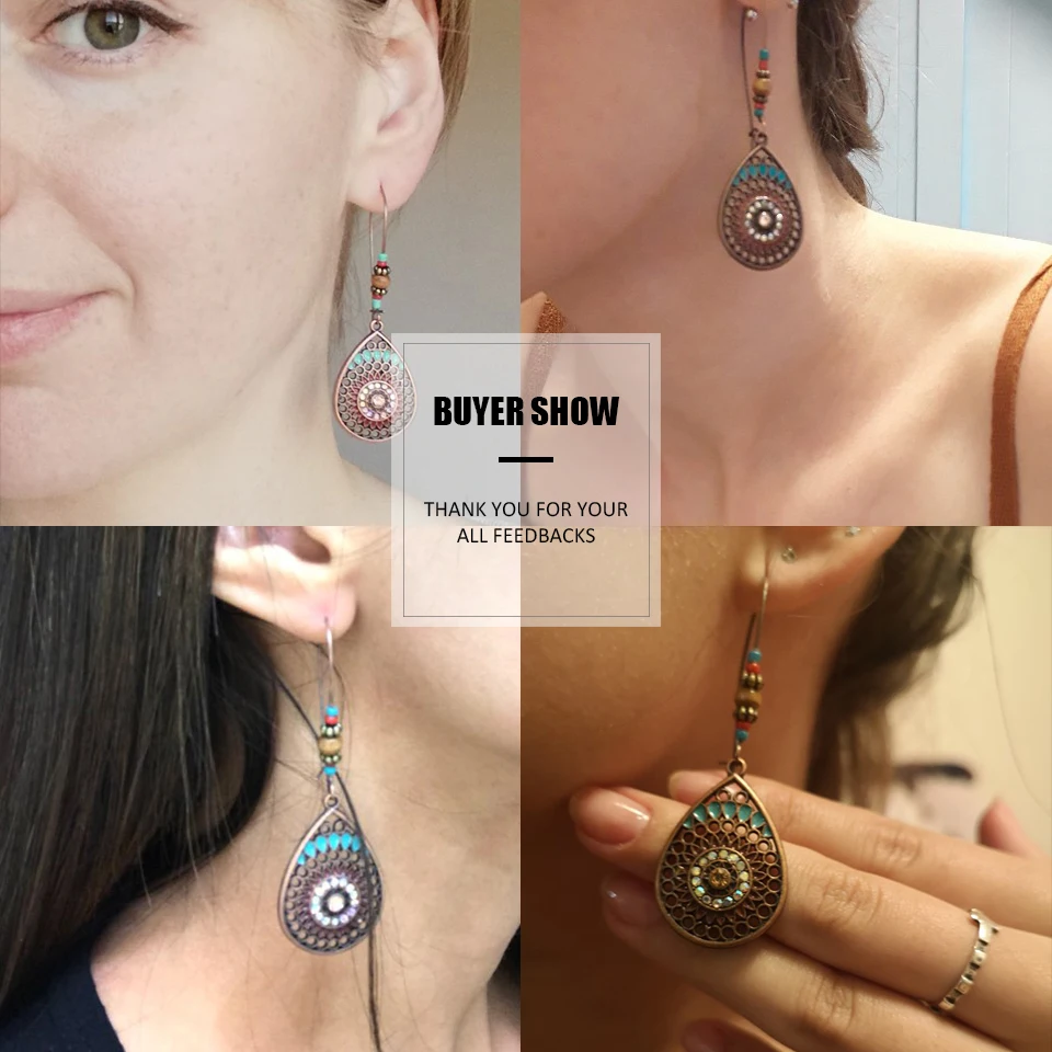 Винтажные висячие серьги подвески в стиле бохо этническом из Индии для женщин