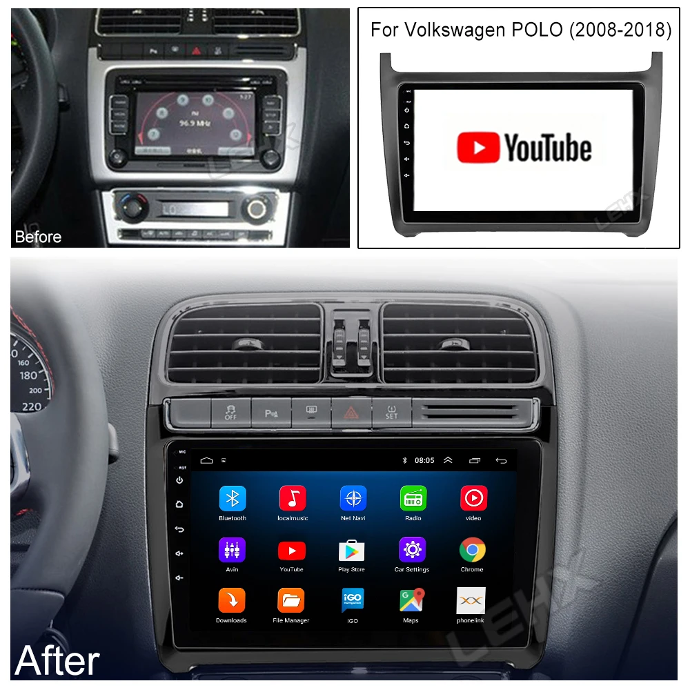 

Автомагнитола LEHX для Volkswagen VW polo sedan 2008-2015, мультимедийный видеоплеер на Android 9,0, 2 Гб ОЗУ, навигация GPS, 2 din, dvd