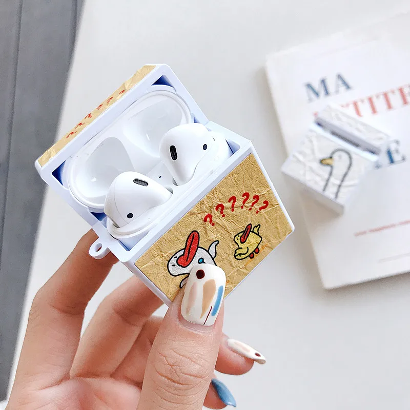 Складной чехол с мультяшной уткой для apple Airpods новый квадратной коробкой Apple 1 2