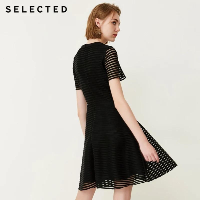 Отборный стрейч сплайсированные шифон вырезы платье зонтик S | 418361501|Женские