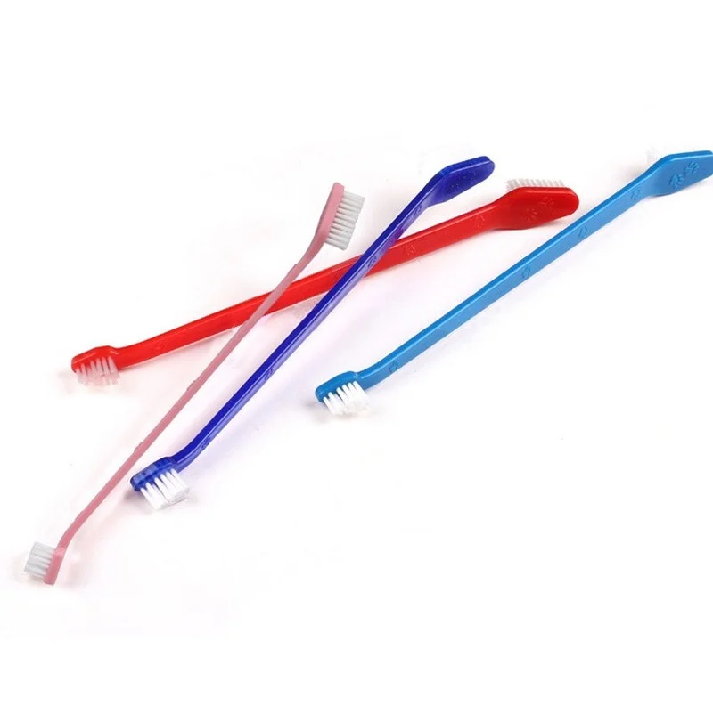 Двухсторонняя зубная щетка для собак 2 шт. Мягкая с длинной ручкой домашних
