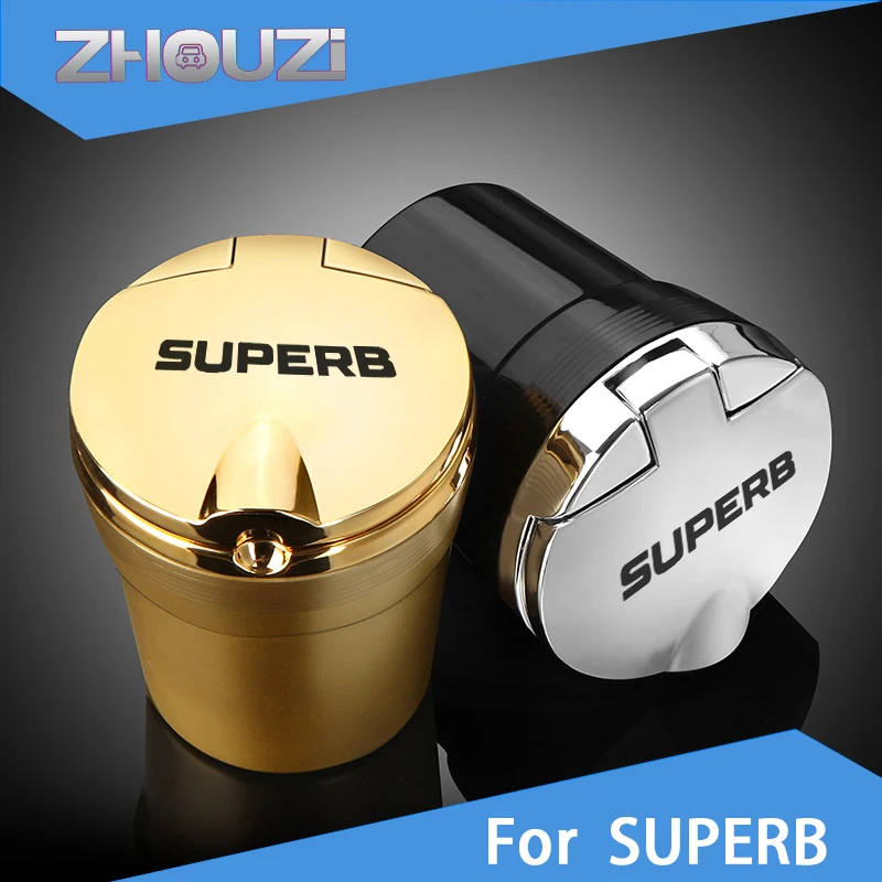

Car Logo Ashtray With Led Light Customize Personal Ashtray For Skoda Superb 2 3 Estate 3T5 3V3 3V5 Smoke Remover Car Accessories