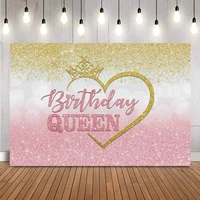 happy birthday queen backdrop gold and rose glitter dots photo background sweet 16th girls womens photo background studio props