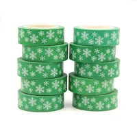10pcslot 15mm10m kawaii christmas snow green washi tapes for scrapbooking stickers adhesive masking tapes stationery