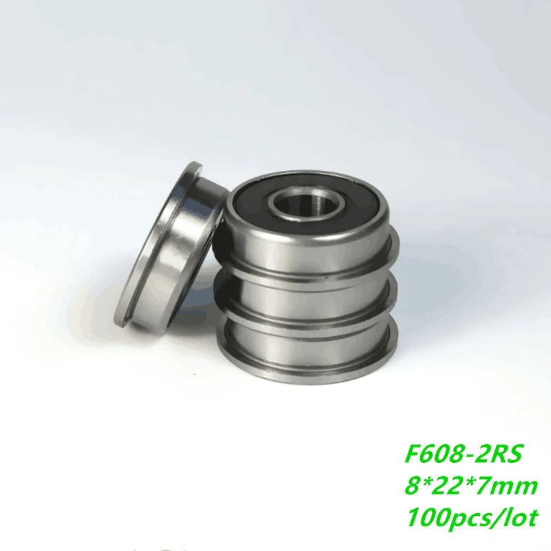 100 шт./лот F608-2RS F608RS F608 2RS 8x22x7 мм миниатюрные фланцевые шарикоподшипники с глубоким