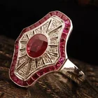 Женское кольцо из стерлингового серебра 925 пробы, роскошное ювелирное изделие в стиле ретро с натуральным Рубином, свадебное обручальное вечернее кольцо, размер 5-11