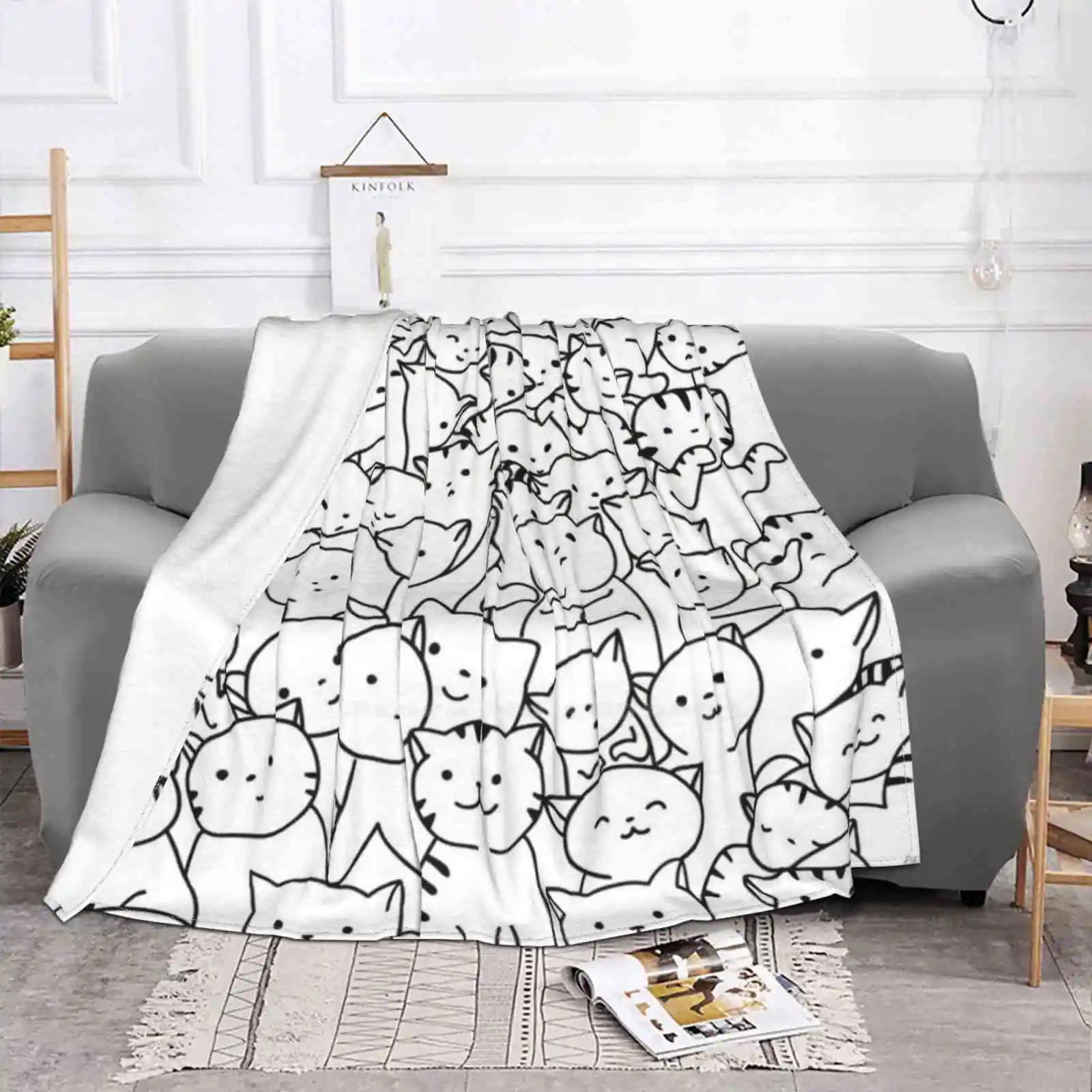 Модное Стильное забавное мягкое одеяло в виде сумасшедших кошек маленьких