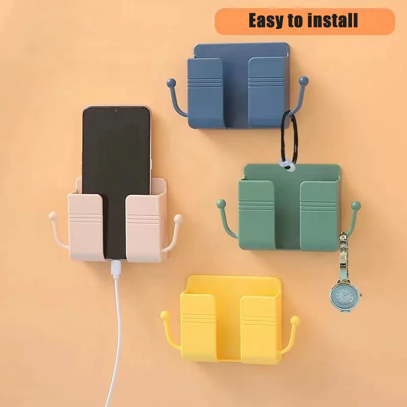 Punch Free Wall-Mounted Storage Box Remote Control Installed Mobile Phone Outlet Charging Multi-Function Hook | Дом и сад