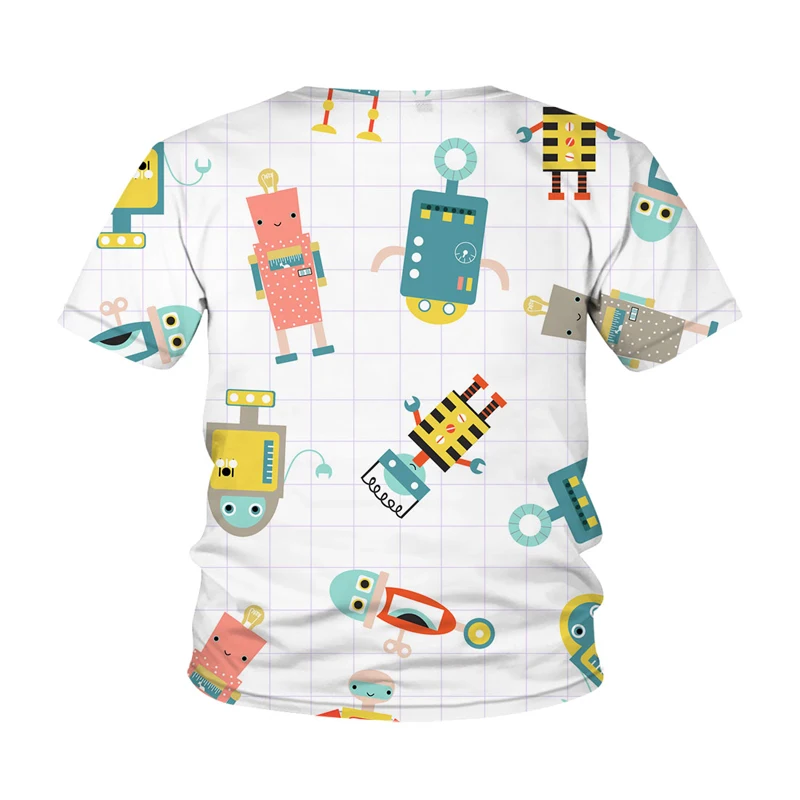

New Kids Clothes Summer Short Sleeve 3D Cartoon robot Printed T Shirt for Boys Streetwear Teenager Boys Children Tops Tee 4-14y