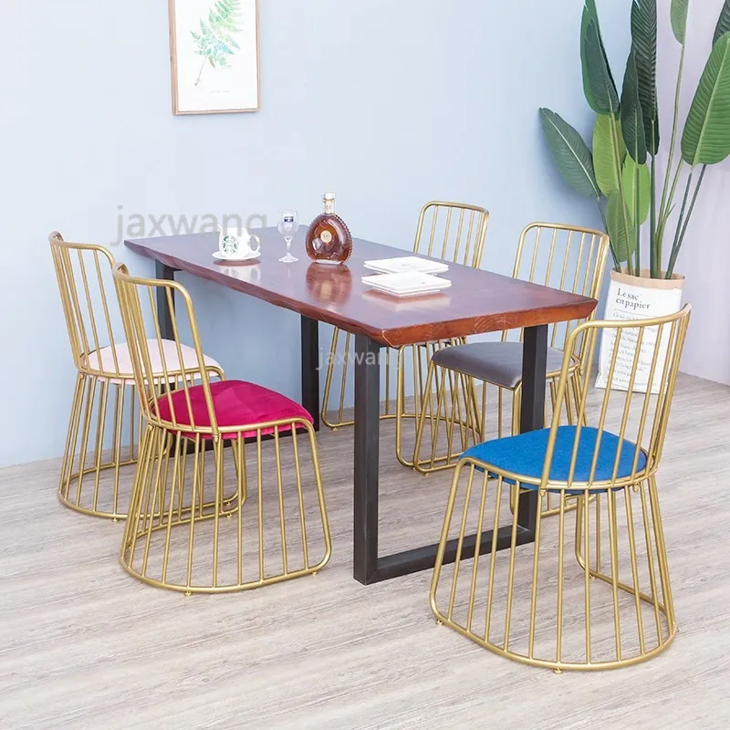 Модный нордический индивидуальный Золотой Железный обеденный стул современный