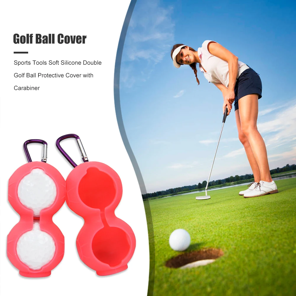 

Soft Silicone Waist Holder Sleeve Soft Silicone Waist Holder Golf Ball Protective Cover with Carabiner for 2 Balls