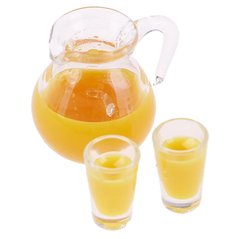 

1/12 Dollhouse Miniature Accessories Mini Juice Jug Cup Set Simulation Drink Milk Model Toys for Doll House Decoration