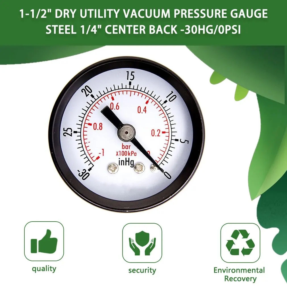 1-1/2 &quotсухой утилиты Мини Вакуумный Давление датчик Blk. Сталь 1/4&quot сзади по центру