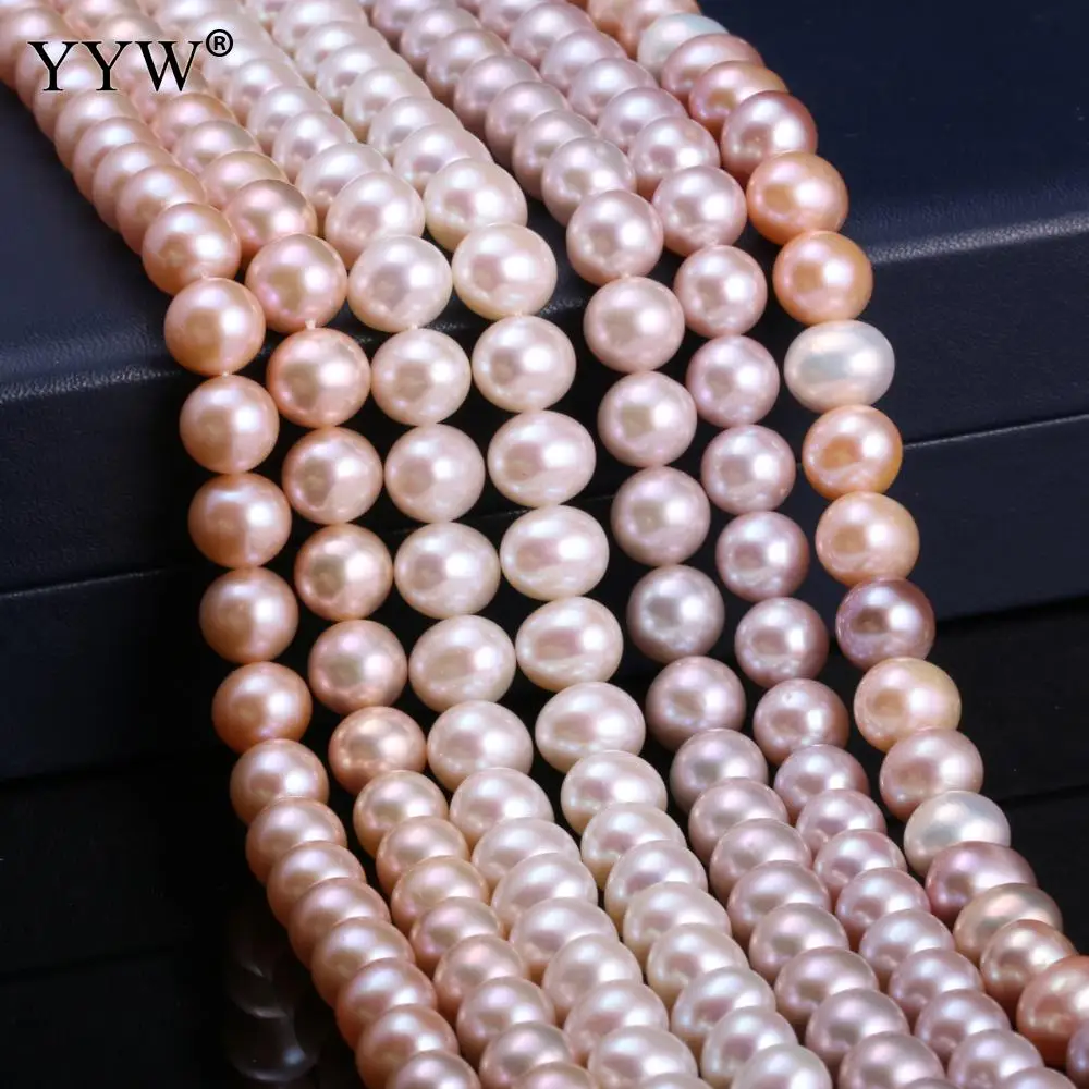 

Cultured Round Freshwater Round Pearl Beads Polished For Diy Necklace Or Bracelet Beads Size Approx 9-10mm Sold By Strand