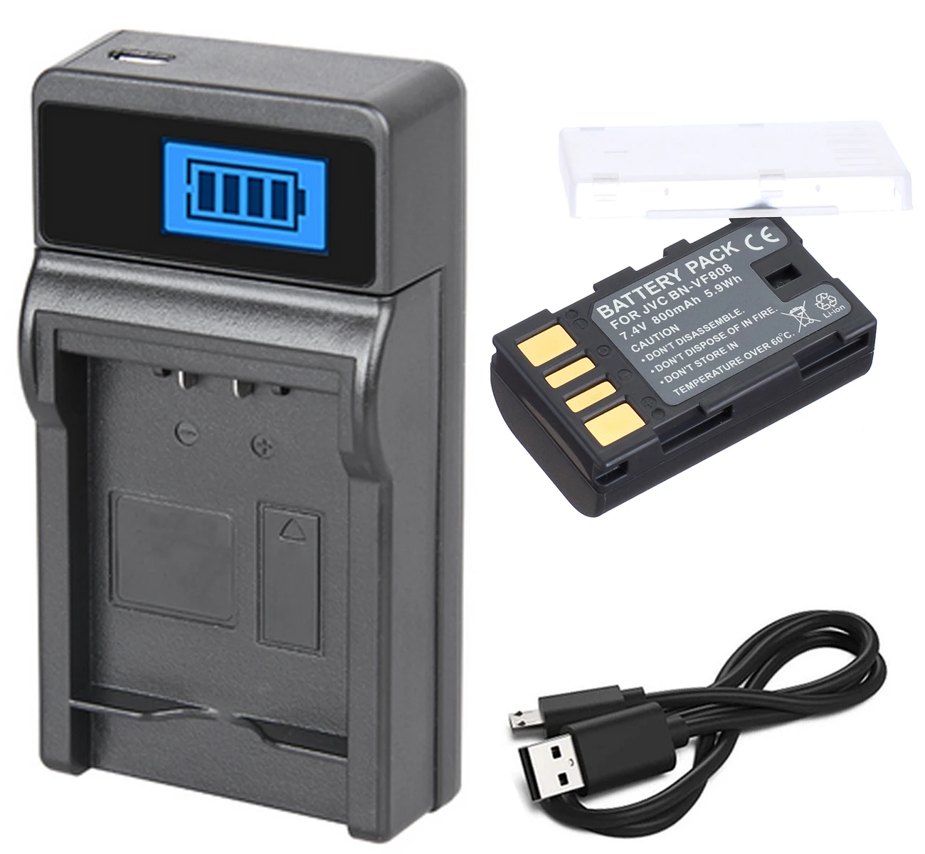 

Battery + LCD USB Charger for JVC Everio GZ-MS90U, GZ-MS100U, MS100RU, GZ-MS120AU, GZ-MS120BU, GZ-MS120RU, GZ-MS130BU Camcorder