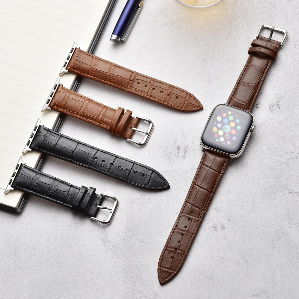 Хит продаж кожаный ремешок для часов Apple Watch Series 5 3 2 1 Спортивный Браслет 44 мм 42 40 38