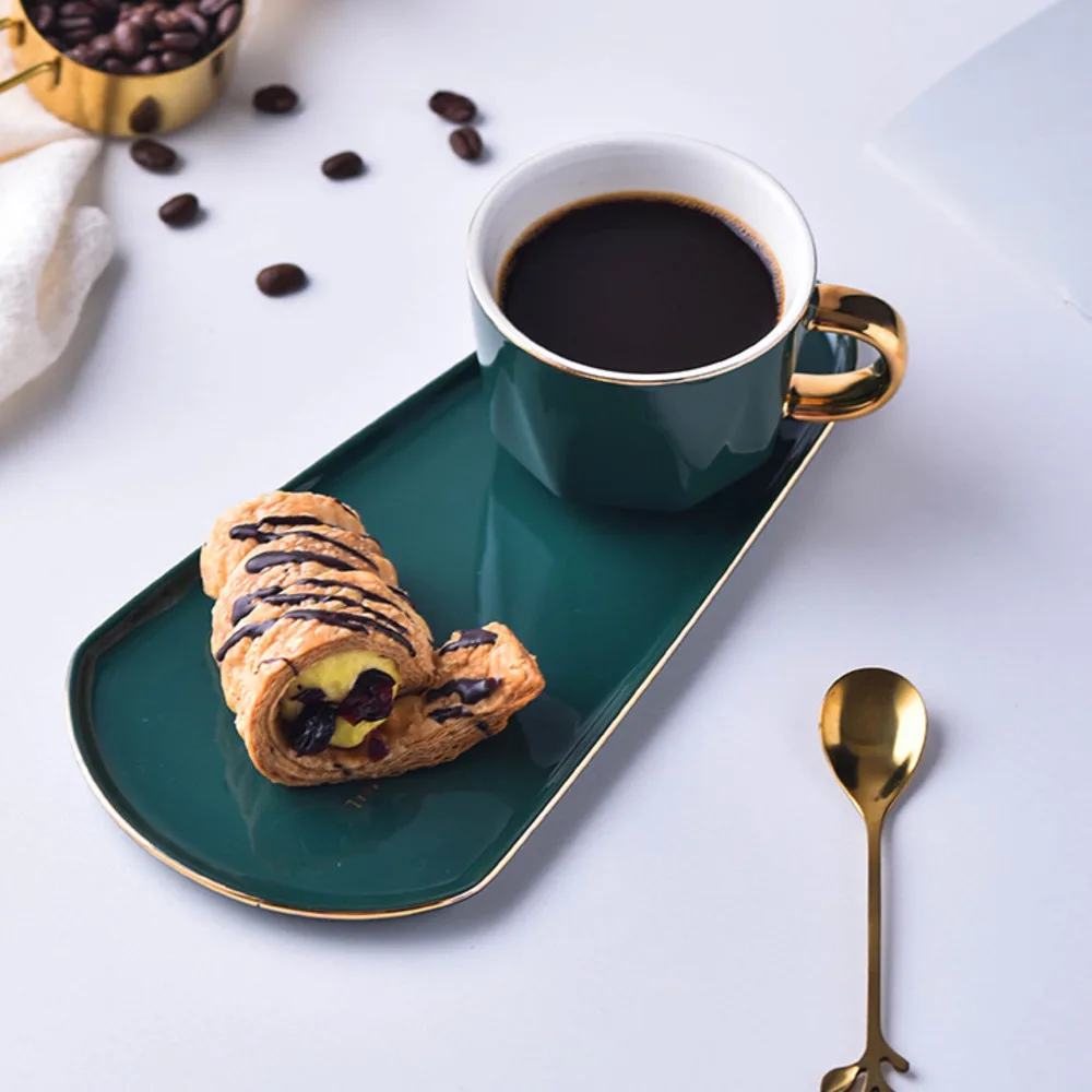 

European Coffee Cup and Saucers Dish Set Creative Mug with Spoon Household Flower Tea cups Ceramic Gift