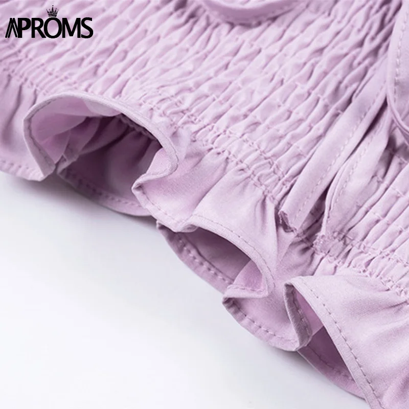 Aproms, элегантные, с рюшами, женские топы, сексуальные, с бантом, на завязках, женские Топики, повседневные, укороченные, летние, тянущиеся, белые, короткий топ