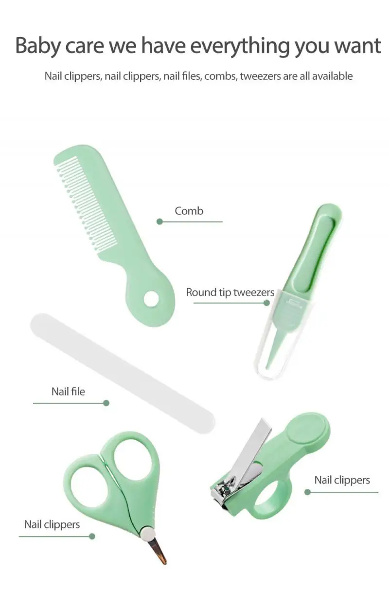 

Baby Nail Clippers Scissors Comb Set Neonatal Booger Clip Nail Daily Care 5 Piece Set Baby Care