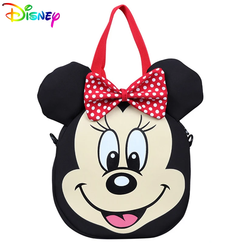 

Disney Children's Mickey Mouse Shoulder Bags For Girls Minnie Cartoon Handbags Boys Cute Fashion Circular Crossbody Packages New