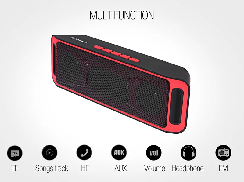 Портативный Bluetooth динамик с функцией объемного FM радио и сабвуфером|Портативные