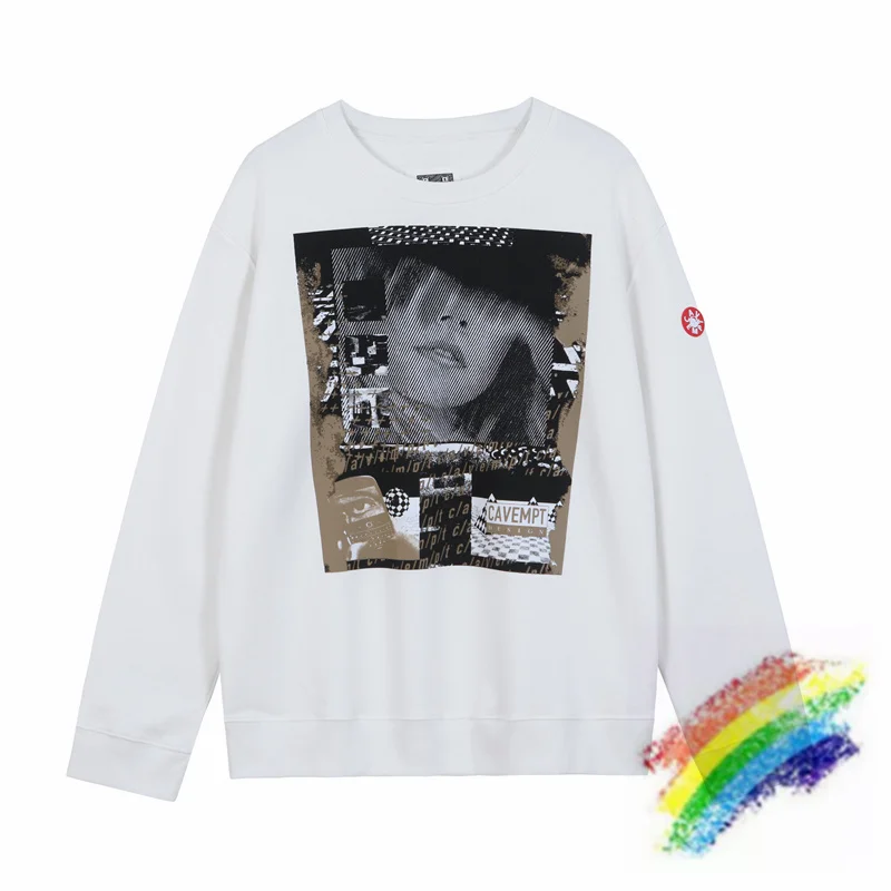 

White CAVEMPT C.E Crewneck Men Woman Sweatshirts Heavy Fabric Cav Empt Hoodies