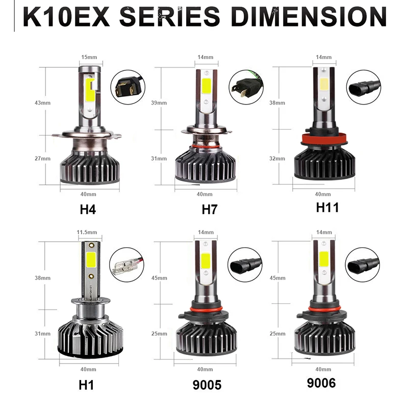 HXLG 2 шт. H11 H8 H9 H7 H4 9005 9006 HB4 светодиодные фары COB 10000LM 5000K автомобильные аксессуары