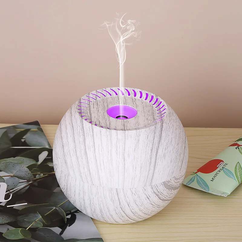 

Electric Humidifier Essential Aroma Oil Diffuser Ultrasonic Wood Grain Air Humidifier Usb Mini Mist Maker Led Light Home
