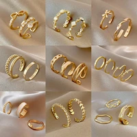 bohemian gold chain rings set for women fashion boho pearl moon rings party 2022 trend jewelry gift