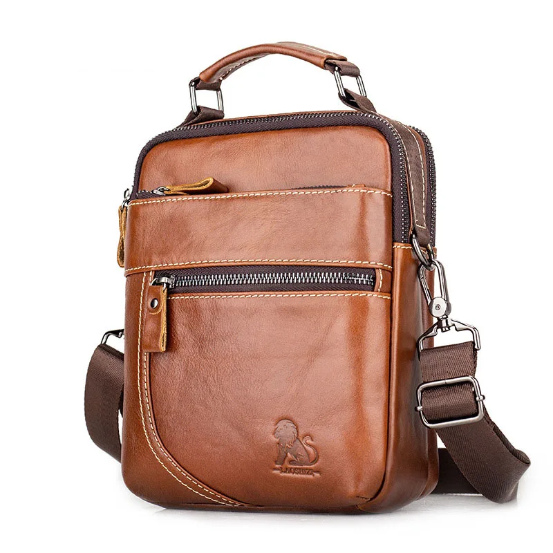

Quality Leather Male Casual Design Shoulder Messenger bag Cowhide Fashion Cross-body Bag 8" Tablet Tote Mochila Satchel 91323