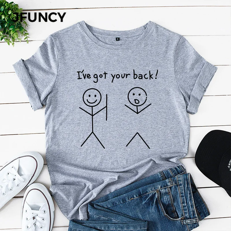 Забавные женские футболки JFUNCY I'm Your Back хлопковая Милая футболка топы для
